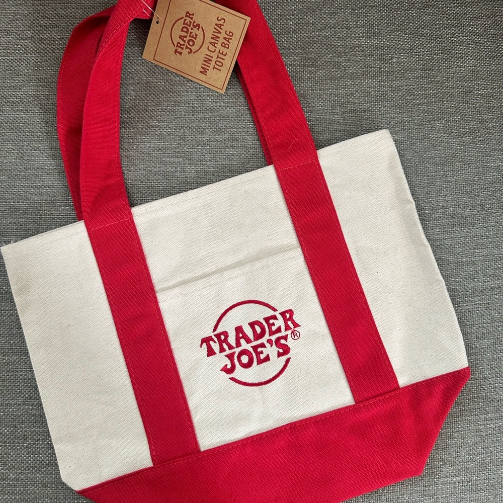 Trader Joe's MINI Canvas Tote Bag In Red